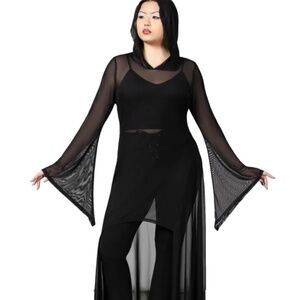 Killstar Sheer Mystery Cloak, Mesh dress, cape or coverup  NWT Sz Medium
